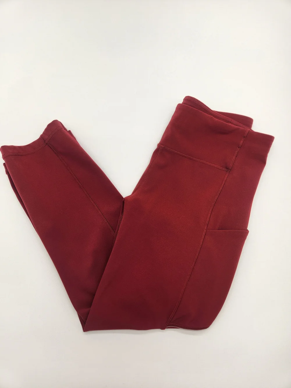 **Lululemon Fast & Free Crop Leggings Women's 6 Burgundy High Rise Side Pocket